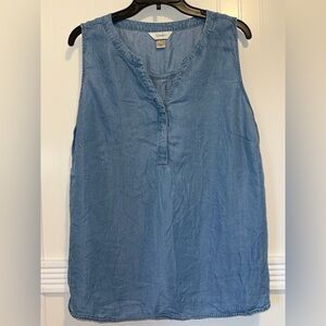 CJ Banks Light Blue Chambray V Neck Tank Top
